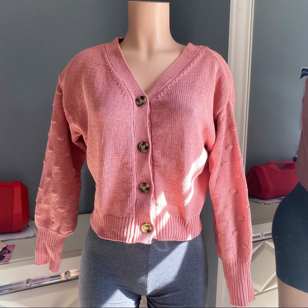Moon $ Madison V Neck Blush Pink Sweater